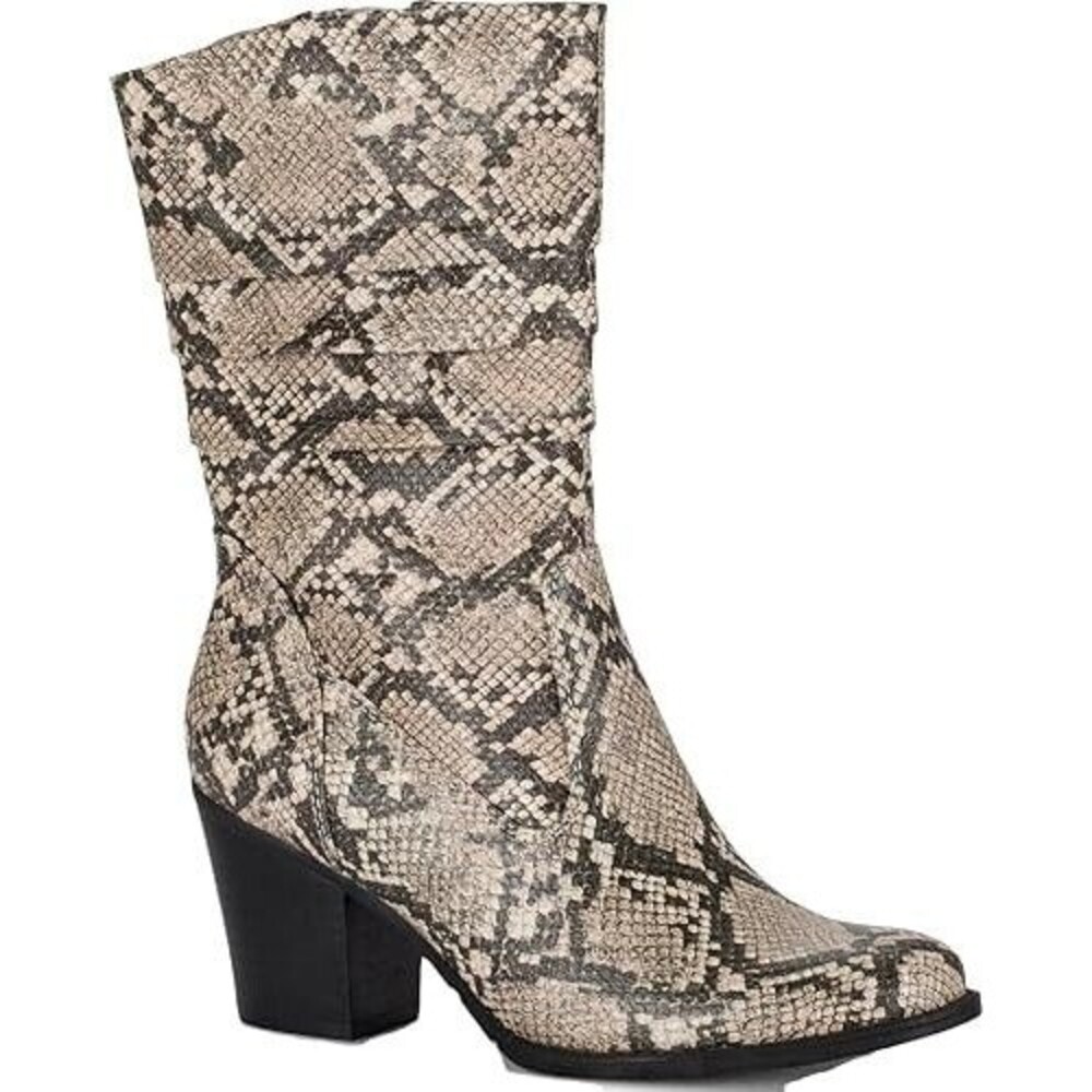 Baretraps Lovelace Womens 5 M Gray Faux Snake Skin Mid Calf Riding Boots NIB WG1